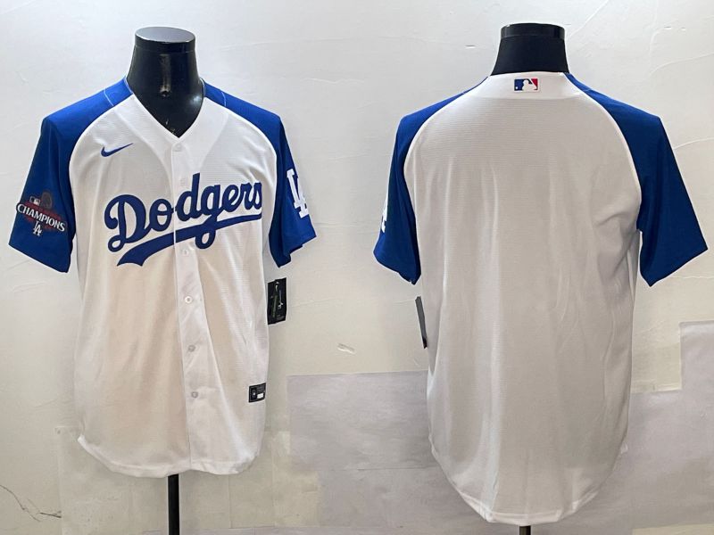 Men Los Angeles Dodgers Blank White blue Game 2025 Nike MLB Jersey style 2